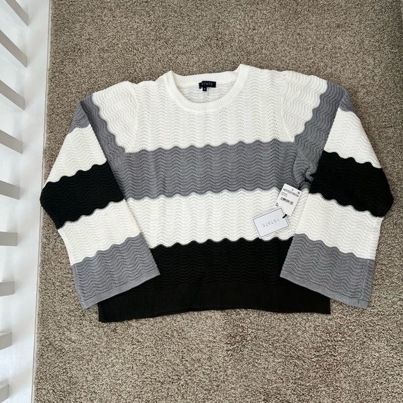 NWT 1 State Stripe Open Stitch Crew Neck Sweater Size XL 🎁GIFTABLE🎁 - Picture 2 of 3